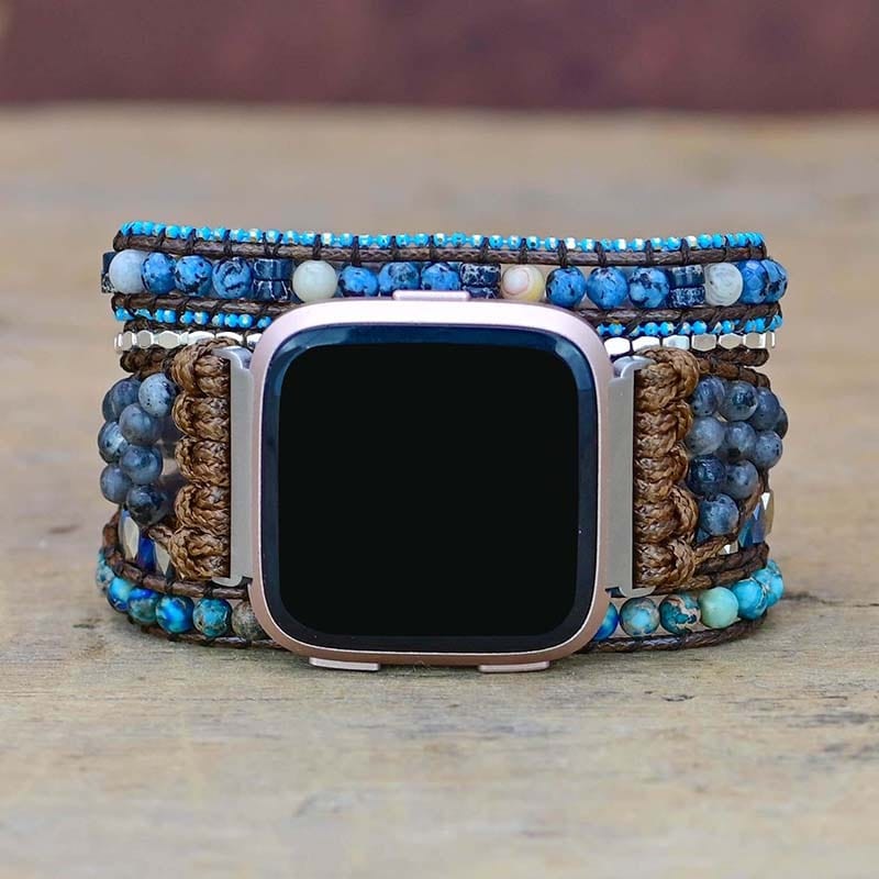 Bracelet Apple Watch En Pierre Naturelle Jaspe Bleu