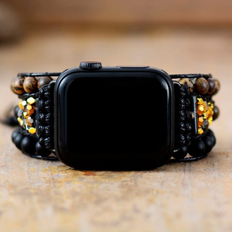 Bracelet Apple Watch En Pierre Naturelle Onyx Noir