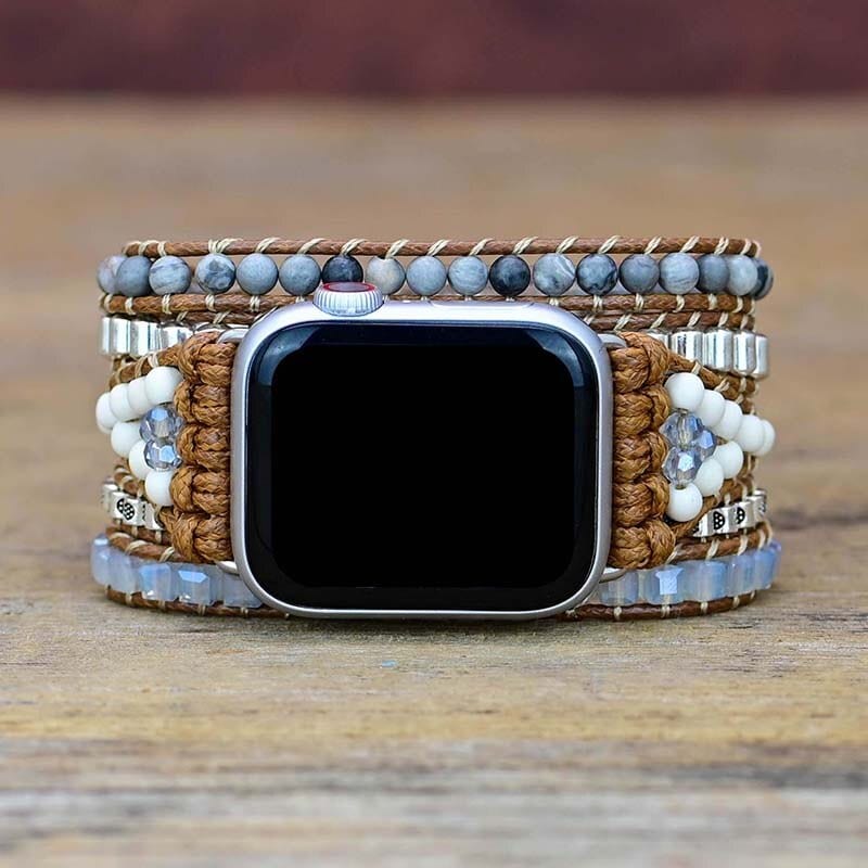 Bracelet Apple Watch en Pierre de Célestine Naturelles